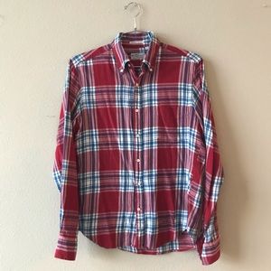 GANT rugger flannel shirt, red plaid, size small.